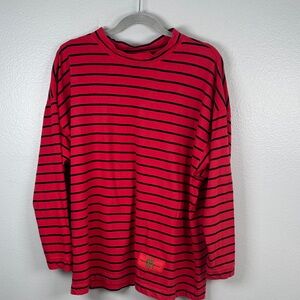 Esprit De Corp Vintage 90’s Striped Mock Neck Long Sleeve Oversized Cotton Tee
